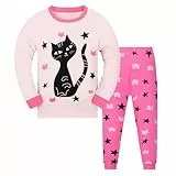 Tkiames Mädchen Schlafanzug Giraffe Baumwolle Kinder Langarm Pyjama,Pattern 4,3 Jahre