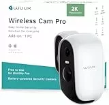 WUUK Add-on 2K Wireless Überwachungskamera Aussen, Erfordert Vorhandene Homebase, 240 Tage Akku, Nachtsicht, Personen- und Bewegungs-Erkennung, 2.4/5GHz WLAN, Kompatibel Mit Alexa & Google