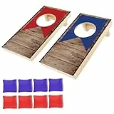 NZQXJXZ Cornhole Spiel Set für den Schreibtisch für Erwachsene und Kinder, Tragbares Sitzsack Wurfspielset mit 2 Cornhole Spielbrettern & 4 roten und 4 blauen Mini-Sitzsäcken für Büro, Zuhause, Party