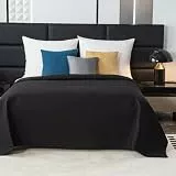 FEBE Tagesdecke Bettüberwurf 220x200 cm Schwarz Überwurfdecke Sofadecke Sofaüberwurf Flauschig Mikrofaser Zimmer Deko Throw Blanket