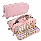 iSuperb Großes Federmäppchen, 3 Fächer, Federmäppchen, große Kapazität, Oxford-Stoff, Schreibwaren, Aufbewahrung, Stifttasche, Kosmetik, Make-up-Tasche für Damen, Rose, Modern