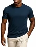 Leif Nelson T-Shirt Herren Sommer Rundhals-Ausschnitt (Blau, Größe L), Slim Fit Herren-T-Shirt 100% Baumwolle, Casual Basic Männer T-Shirt Kurzarm