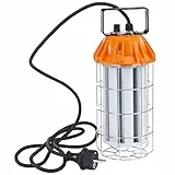 REV LED Arbeitsleuchte POWER-BULB mit 5500lm bei 50W – 360° Ausleuchtung, Dimmer, 25.000h, Kippschalter, grau-orange