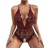 pitashe_Bekleidung Erotische Dessous-Set Damen Sexy Tiefer V-Ausschnitt Halfter Spitze Reizwäsche Negligee Babydoll Unregelmäßiger Hem Nachtwäsche Nachthemd Lingerie Nachtkleid G-String Sleepwear, S