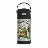 THERMOS FUNTAINER Trinkflasche mit Strohhalm, 340 ml, vakuumisolierte Wasserflasche für Kinder, Edelstahl, mit Deckel, Teenage Mutant Ninja Turtles