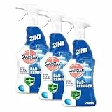 Sagrotan Bad-Reiniger Ozeanfrische – 2in1 Desinfektionsreiniger mit Antischmutzfilm für zuverlässige Hygiene im Badezimmer – 1 x 750 ml Sprühflasche (Packung mit 3)