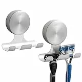 TAILI Rasierer Halterung Dusche mit Saugnapf 2 Stück Rasierhalter Dusche aus Metall Wasserdicht Saugnapf Haken Wiederverwendbar für Rasierapparat, Handtücher, Bademäntel - Runden, Silber
