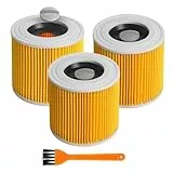 3 Filter Für Kärcher Staubsaugerfilter,Patronenfilter Kompatibel, Ersatzfilter für Kärcher WD3, WD2, WD1, MV3, MV2, A, K, KNT, NT, SE, VC, ersetzt 6.414-552.0, 6.414-772.0, 6.414-547.0