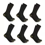 Carhartt Herren Mittelschwere Crew Synthetik-mischgewebe, 6er-Pack 1 Paar Socken, Schwarz, Large