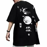XYXIONGMAO Casual Sport Kurzarm T-Shirt Lose Baumwolle Japanische Streetwear Hip Hop Unisex Graphic Tees Shirts für Lässige Herren, schwarz, Groß