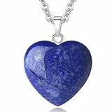 XIANNVXI Kristalle Lapislazuli Kette Liebe Herz Stein Lapislazuli Anhänger Halskette Damen Silber Heilung Kristall Heilstein Edelsteine Reiki Schmuck Frauen Anhänger Geschenk am Valentinstag