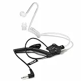 HYS Ohrhörer Schallschlauch 3,5 mm transparent inkl. Halteclip höre nur zu In-Ear Kopfhörer Security Headset für Funkgerät (1er Set+S, Schwarz)