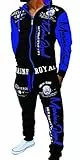 Unbekannt Herren Fitness Jogginganzug Sportanzug Trainingsanzug A.2254 ARMS XL Schwarz-Blau