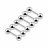 KJM FASHION 6 Stk Stahl Straight Barbell 0,8mm 20g 6mm 1/4 3mm Kugel Rook Eyebrow Daith Cartilage Ohrringe Tragus Piercing Schmuck 6354