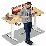 FitStand FQ1 140x60cm höhenverstellbarer Schreibtisch Electric Lift Desk mit Tischplatte, Stehpult, Lift Computertisch mit Haken, Kindersicherung, Memory-Funktion für Büro und Zuhause - Ahorn