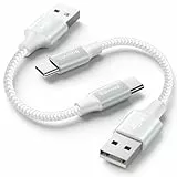 Baiwwa USB C Kabel Kurz 30CM, 2Stück Weiß Ladekabel USB C Kurz, Nylon 3.1A Schnellladekabel USBC für Samsung Galaxy S25 S24Plus A55 A16, für iPhone 15/16 Pro