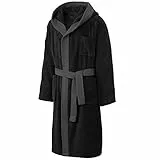 CelinaTex S-XXL Bademantel Kapuze Uni zweifarbig lang aufgesetzte Taschen Herren warm Frottee reine Baumwolle OEKO-TEX Borkum
