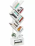 Coleshome Bücherregal im Baumform, Standregal mit 6 Ebenen, Bücherregal Holz Geeignet für Wohnzimmer und Schlafzimmer, Weiß