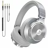 syndesmos Over Ear Kopfhörer mit Kabel, 50mm Treiber DJ Kopfhörer Professionell Studio Kopfhörer 3,5mm/6,35mm Klinke Share-Port DJ Headphones für Studio, Podcast, Monitoring, PC (Silber Grau)