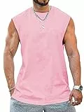 Tank Top Herren Ärmelloser Muskelshirt Workout Sport Fitness T Shirts Männer Gym Tops Trägershirts Tee Top für Men Blassrosa 2XL