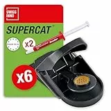 SWISSINNO Mausefalle SuperCat – 6 Schlagfallen + 2 Köderspritzen – Effektive Mausefalle mit Köder für Haus & Garten – Wiederverwendbare Mäusefalle für drinnen & draußen – Präziser Fangmechanismus