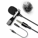 Nicama LVM3 Lavalier Mikrofon mit Windschutzscheibe, Kondensator Freisprech Ansteck Revers Mikrofon für Smartphone Canon Nikon Sony Kamera DSLR Camcorder PC YouTube Podcast