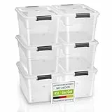 Juskys Aufbewahrungsbox mit Deckel - 6er Set Kunststoff Boxen 45l - Box groß, stapelbar, transparent - Aufbewahrung Ordnungssystem Aufbewahrungsboxen