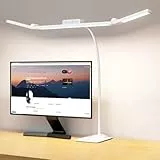 EppieBasic Schreibtischlampe LED Dimmbar: 24W 3-Lichtbalken LED Schreibtischlampe für Homeoffice - 1200LM Augenschutz Schwanenhals Büro Tischlampe mit Metallbasis - Schreibtischleuchte Weiß