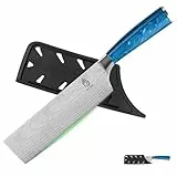 FULLHI Nakiri Messer,Multi Farbe 7 Zoll japanisches Messer mit Schutz Küchenmesser mit Scheide (Blaues Harz)