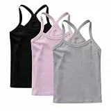 XINYUNZU 3er Pack Trägershirt Mädchen Baumwolle Cami Shirt Top Sommer Sport Tops Ärmellos Casual Trägertop Girls Unterhemd Einfarbig Freizeit Oberteile Mode Tanktop Unterhemden Kinder Grau 12 Jahre