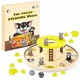 Kinderspiel, Katze und Maus Spiel Mäuseschreck Brettspiel, Holz Spielzeug ab 4 5 6 Jahre, Würfelspiel Familienspiele für Kinder und Erwachsene, Spiel für 2-4 Spieler