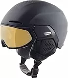ALPINA Alto Q-LITE - sicherer, stoßabsorbierender & individuell anpassbarer Skihelm für Erwachsene, mit kontrastverstärkendem Visier - Black matt (Gold Mirror) - M (55-59 cm)