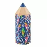 Idena 31921 - Geschenkbox mit Deckel in der Größe 10 x 27 x 9 cm, in Stift-Form, Geschenkschachtel mit Buntem Schultüten-Motiv für den Schulanfang