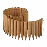 Relaxdays Rasenkante Holz, Beetbegrenzung, HBT: 20x120x2 cm, Flexibler Steckzaun, Umrandung für Beet oder Rasen, Natur