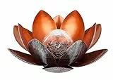Dehner Solarleuchte Lotus, Ø 27.5 cm, Höhe 12 cm, Metall, silber/rot
