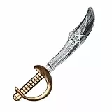 Boland 00696 - Piratenschwert, 37cm, glänzend, Klinge mit Totenkopf und Schwertern, Kinder, Erwachsene, silber, gold, Seeräuber, Pirat, Karneval, Fasching, Halloween, Jack, Verkleidung, Theater