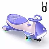 FanttikRide 12V N7 Pro Kinder Elektroauto, Elektrisches Rutschauto mit Pedal, Typ C aufladbar Batterie Kinder Auto, 2 Geschwindigkeit Kippschutz Leuchtende Räder, Bluetooth, für Kind ab 3 Jahren, Rosa