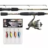 Mitchell Tanager Camouflage Angelset bestehend aus Einer Ruten- und Rollencombo mit Schnur und Ködern zum Angeln auf Hecht, Zander und Barsch.
