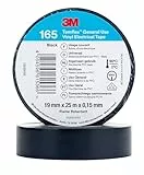 3M Temflex Vinyl-Isolierband 165, Schwarz, 19 mm x 25 m, 10 Rollen