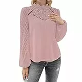 TANTOMI Bluse Damen Elegant Stehkragen Elegante Blusen Oberteile Lässige Tops mit Laternenärmeln Rüschenbluse