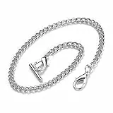 BOSHIYA Taschenuhr Kette Silber T Bar Albert Westenkette mit Karabiner Überzug Cowboy Kette für Herren 14 inch