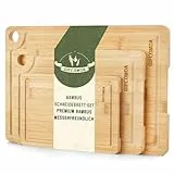 Gifcomda Schneidebrett Bambus 3er Set - Dicken Schneidebretter-Set mit Saftrillen und Griffen, Premium-Schneidebretter für Fleisch, Obst, Käse und Gemüse, vielseitiger Kücheneinsatz