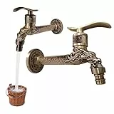 Nizirioo Wasserhahn Garten Langer Griff aus Bronze: Altmodischer Wasserhahn für Küche, Badezimmer, Toilette, Balkon, Outdoor