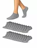 Basic Treasure 12 Paar Graue Sneaker Socken Damen und Herren 39-42, Baumwolle Sneakersocken, Atmungsaktiv, Kurze Halbsocken Unisex, Schwarze, Weiße oder Graue