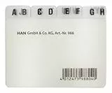 HAN Register DIN A8 quer, Karteiregister, stabiles 12-teiliges Leitregister für Karteiboxen, Karteikästen und Karteitröge, 988, grau, 88 x 62 mm