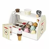 Melissa & Doug Eisdiele aus Holz - 28-teiliges Spielset zum Portionieren und Servieren von 8 Sorten Eiscreme in Eistüten oder im Eisbecher, Spielgeld inklusive, für Kinder ab 3 Jahren
