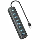 iDsonix 7-Port USB Hub 3.0 – USB-Splitter 5 Gbit/s Multiport-Adapter mit 15CM Kable, USB-Hub-Extender für PC, Laptop, Flash-Laufwerk, Mobile Festplatte, Windows/XPS
