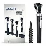 Scian Otoskop Kit – Ear Scope Otoskop mit LED Licht, 3 fache Vergrößerung, 4 Speculum Tips Größe, leichtes Diagnostik Ohrpflege-Tool für Kinder, Erwachsene, hunde, Heimgebrauch (Schwarz)