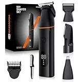 MAXGROOM Intimrasierer Mann, 4-IN-1 Rasierer Herren Intimbereich Wasserdicht, Nass-Trocken Körperrasierer Herren mit LED-Anzeige, Rasierer Herren Elektrisch für Intimbereich Brust Achseln Leiste Hoden