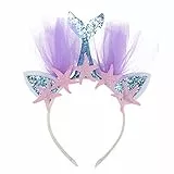 Lurrose Meerjungfrau Stirnband Glitter Haarband Party Kopfschmuck Haarschmuck für Kinder Kinder (Blau mit Seestern)